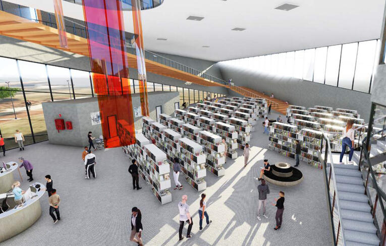 Interior Rendering of a Public Library